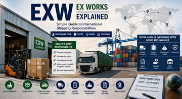 Internasjonal transport og lagerlogistikk som forklarer EXW Ex Works-fraktvilkår i global handel